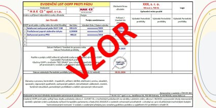 Evidenční list OOPP vzor